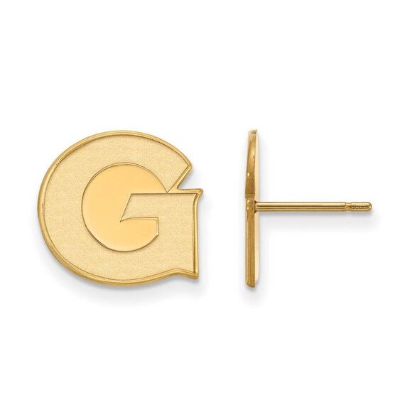 14k Yellow Gold Georgetown University Small Post Earrings - Picture 1 of 3